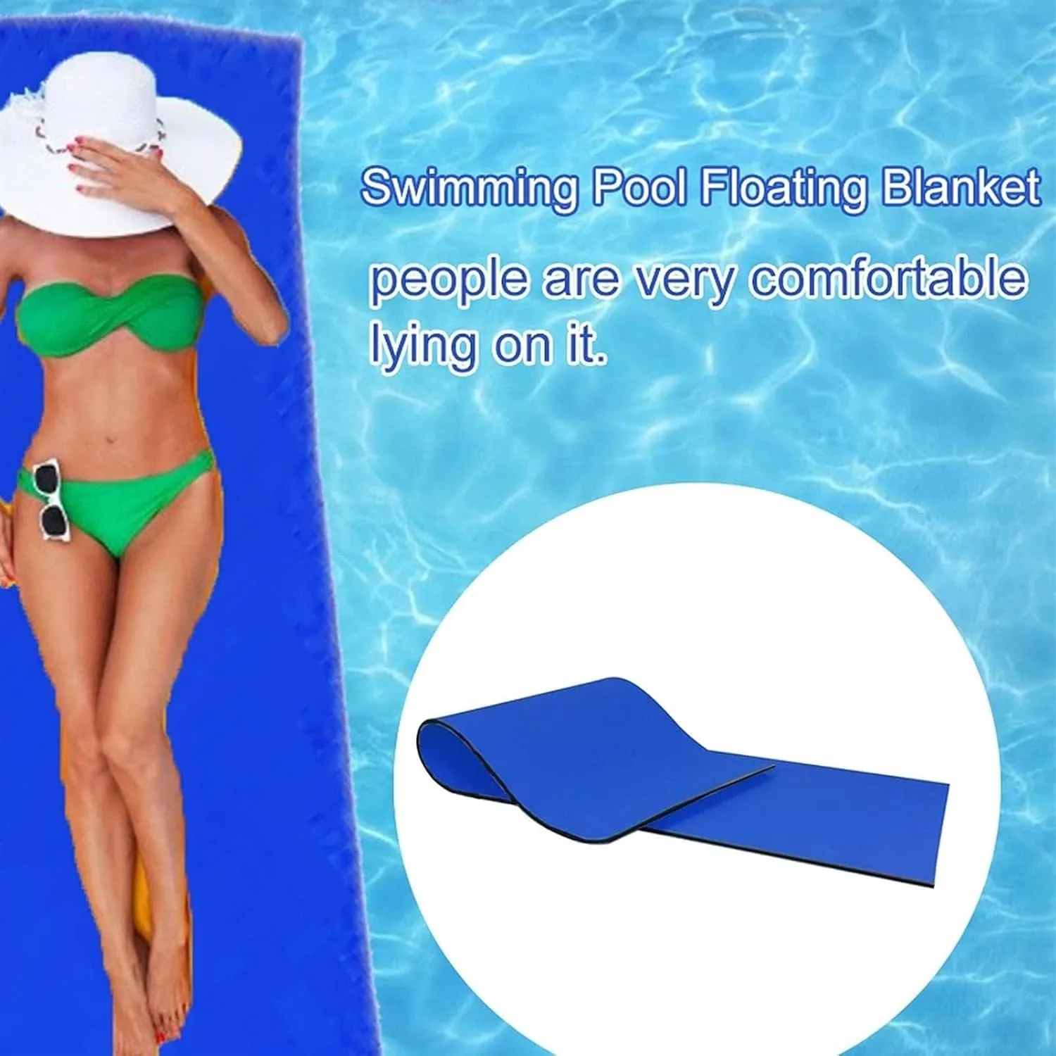 Floating Water Mat, Floating Mat, for Water Recreation and Relaxing, Tear-Resistant XPE Foam Floating Mat for Beach, Ocean, Lake On Water for Adult(Blue,5.5mx1.8mx3.3cm)
