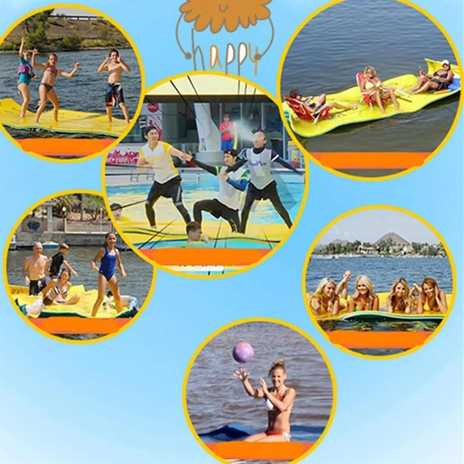 Floating Water Mat, Floating Mat, for Water Recreation and Relaxing, Tear-Resistant XPE Foam Floating Mat for Beach, Ocean, Lake On Water for Adult(Blue,5.5mx1.8mx3.3cm)