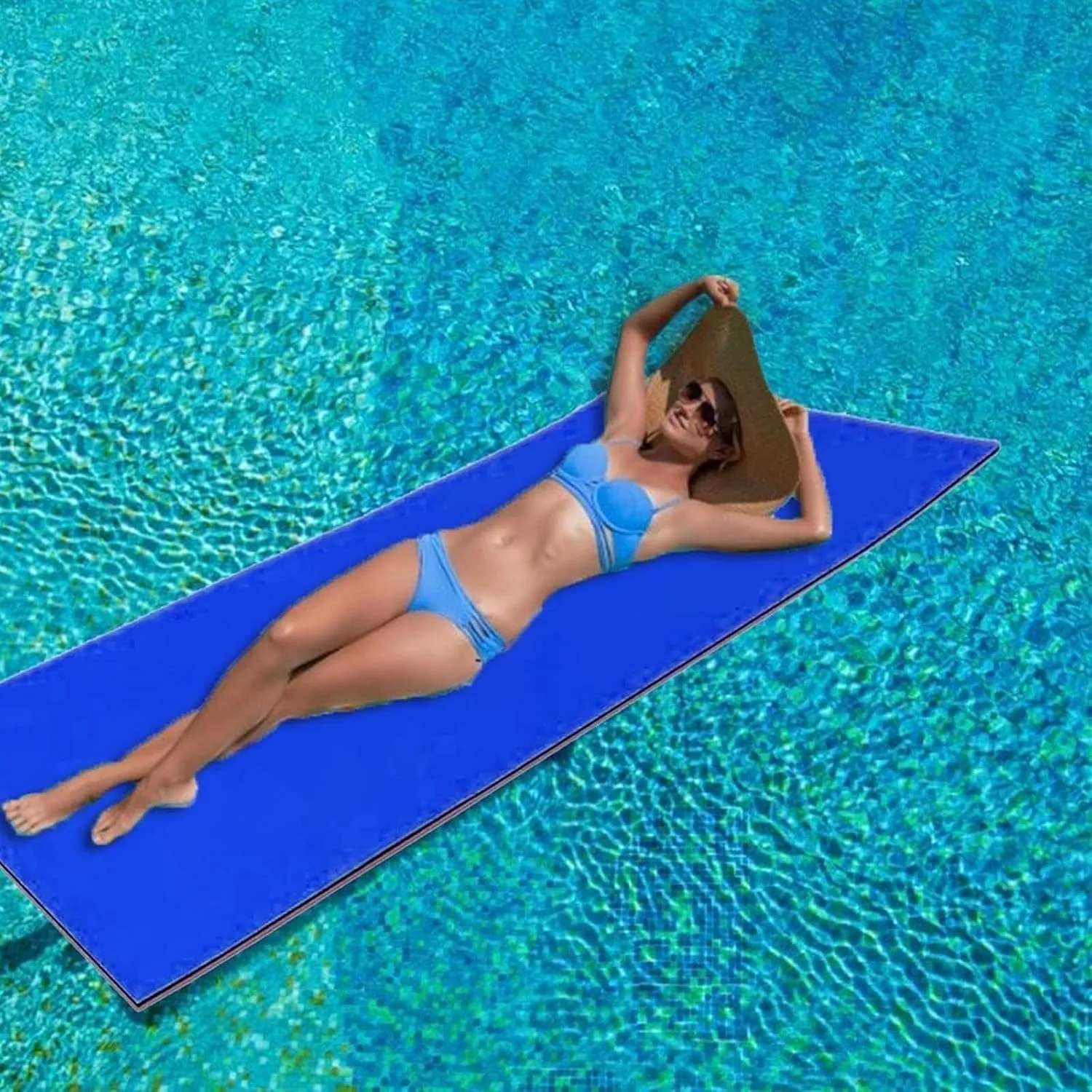 Floating Water Mat, Floating Mat, for Water Recreation and Relaxing, Tear-Resistant XPE Foam Floating Mat for Beach, Ocean, Lake On Water for Adult(Blue,5.5mx1.8mx3.3cm)