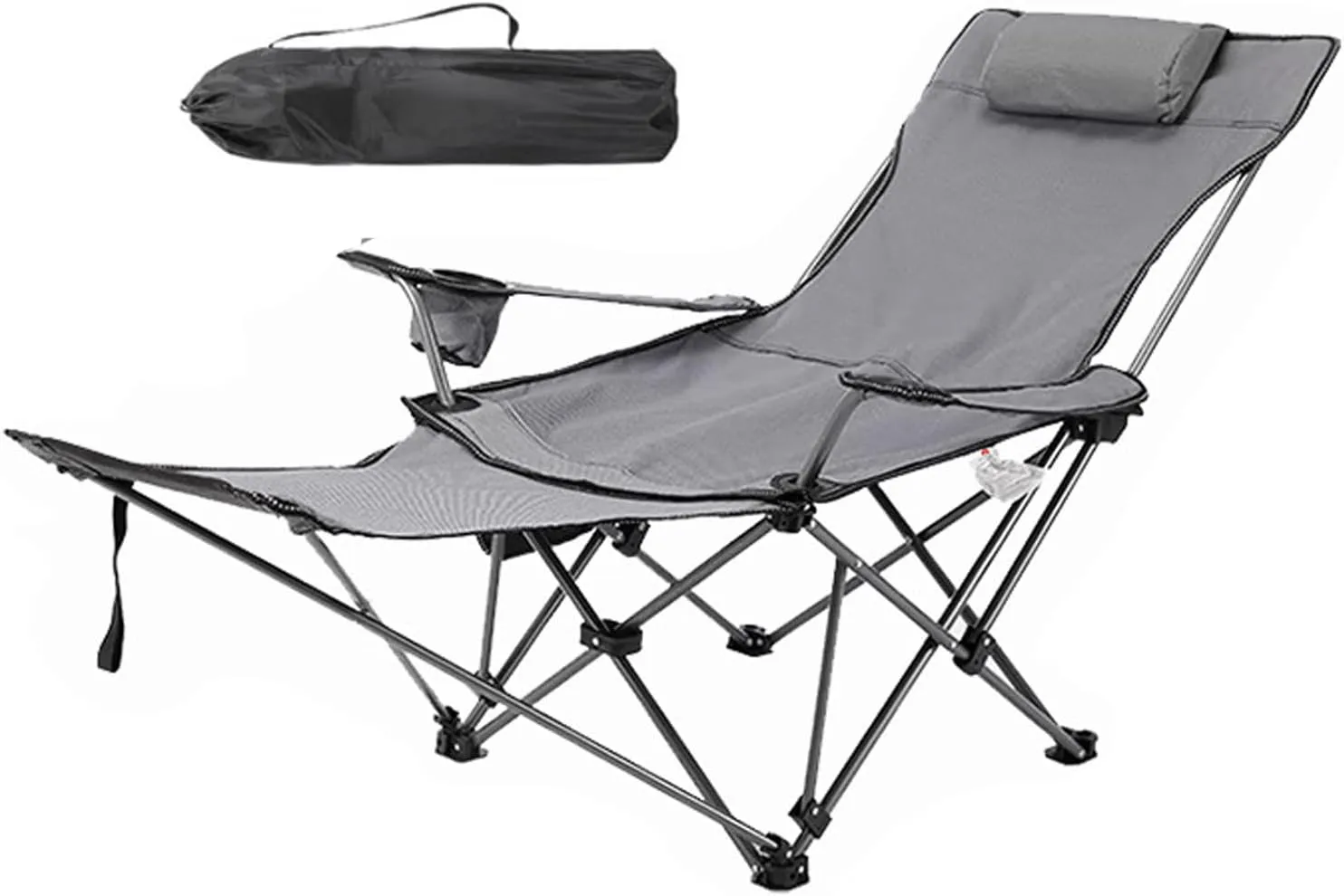 Folding Camping Chair, 2 in 1 Portable Reclining Camp Chair with Detachable Footrest, Cup Holders & Side Pocket, Carry Bag, Portable Lounge Chair for Outdoor Hiking Fishing,Orange B (Green One Size)
