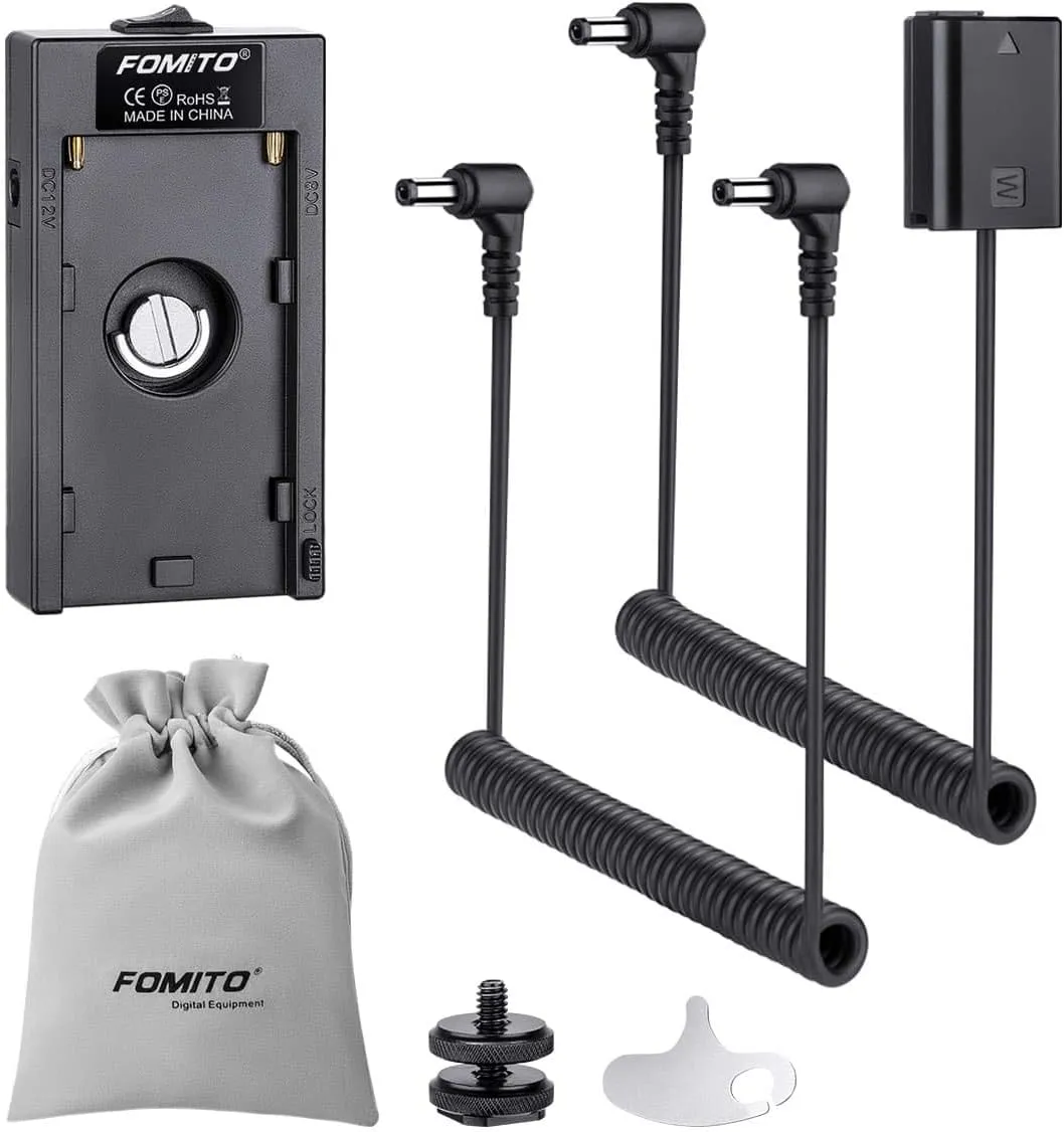 Fomito NP-F970 F960 F750 F770 F550 Battery Adapter Replacement ACPW20 Power Adapter Conveter to FW50 Dummy Battery for Sony A7 A7II A7R A7RII A7S A7S2 A7M A7M2 A6500 A6000 A5100 A3000 NEX5 DSC-RX10