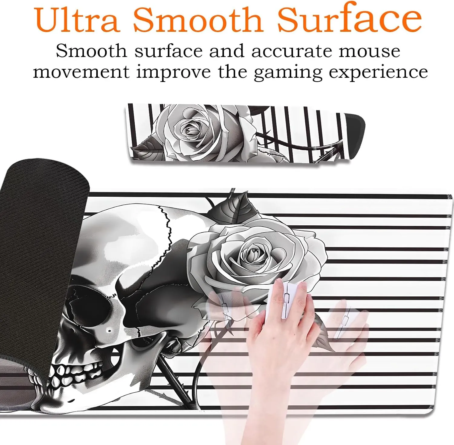 for MTG Playmat Non-Slip Rubber Play Mat with Storage Bag Combination, Ideal for Card Game Lovers TCG Play Mat, Black and White Skull