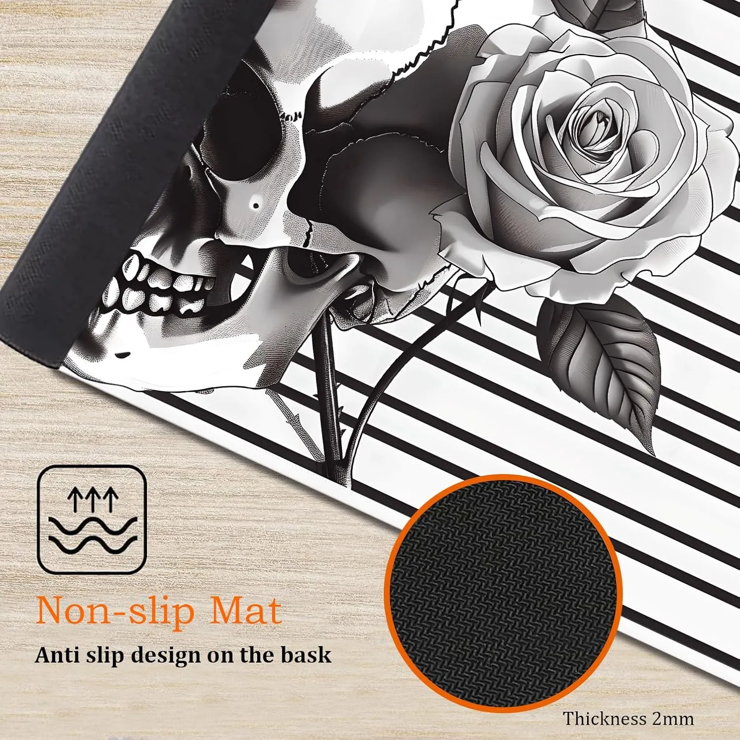 for MTG Playmat Non-Slip Rubber Play Mat with Storage Bag Combination, Ideal for Card Game Lovers TCG Play Mat, Black and White Skull