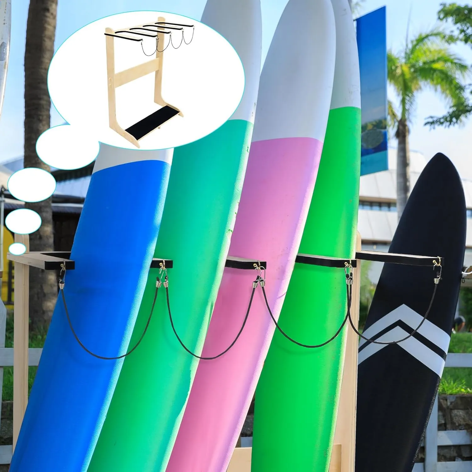 Freestanding Surfboard Rack Vertical Surfboard Storage Rack Skateboard Surfboard Stand Holder Indoor Surfboard Storage for Wakeboard Shortboard Longboard Display