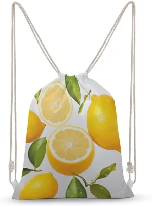 Fresh Lemon Drawstring Backpack for Women Men Drawstring Bag for Travel Swimming Sports Gym Bag
