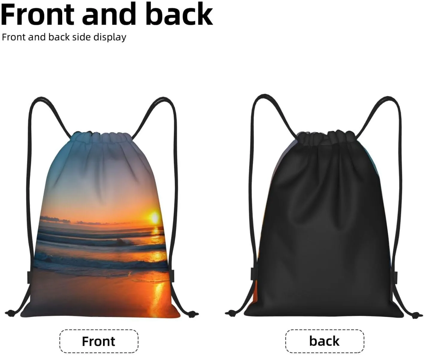 Funky Drawstring Bags Beautiful Sunrise Ocean print Sport Gym Sack for Fitness Yoga Travel Water-Resistant