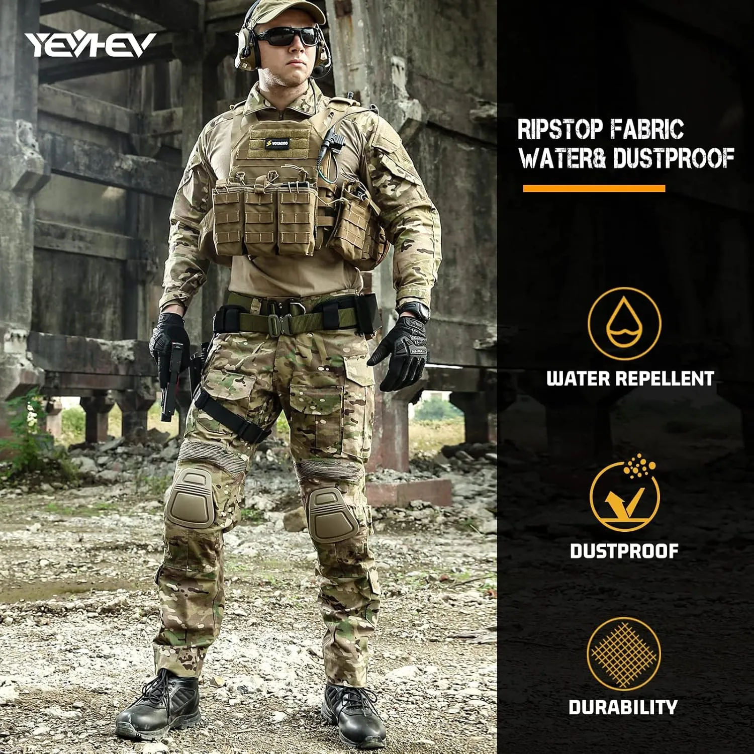 G3 Combat Pants Tactical Trousers Military Apparel Camouflage Clothing Paintball Gear with Knee Pads for Men