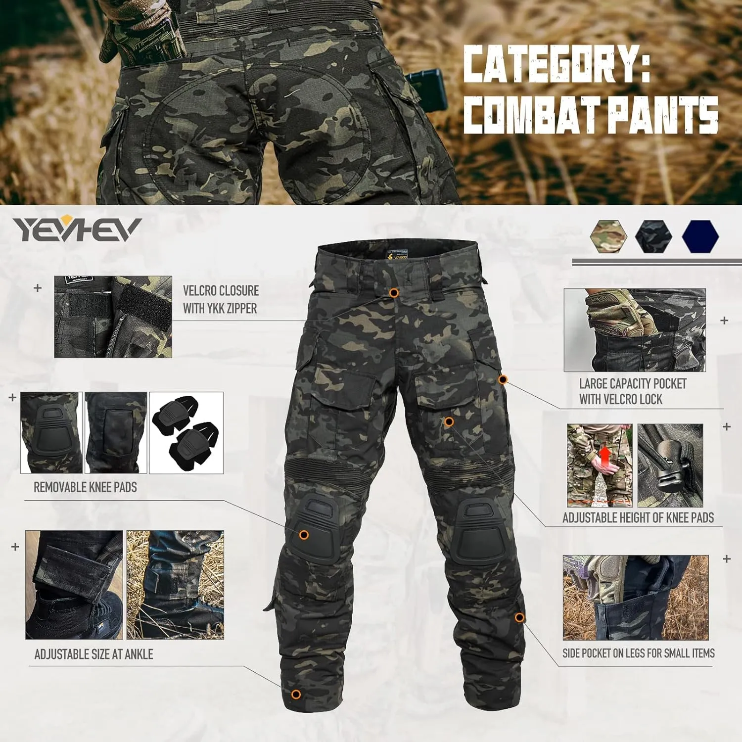 G3 Combat Suit Military Apparel Set Tactical Camouflage Clothing Hunting Uniform Paintball Gear with Knee Pads for Men