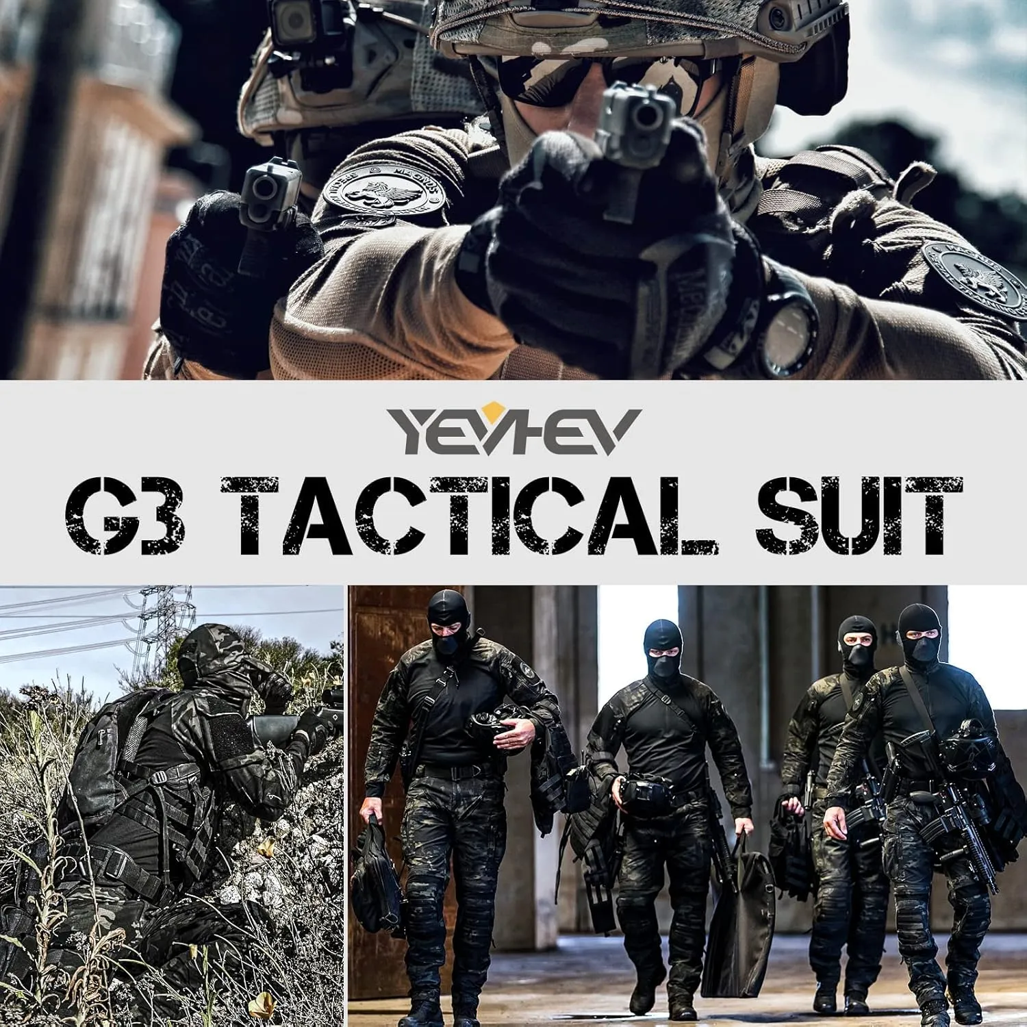 G3 Combat Suit Military Apparel Set Tactical Camouflage Clothing Hunting Uniform Paintball Gear with Knee Pads for Men