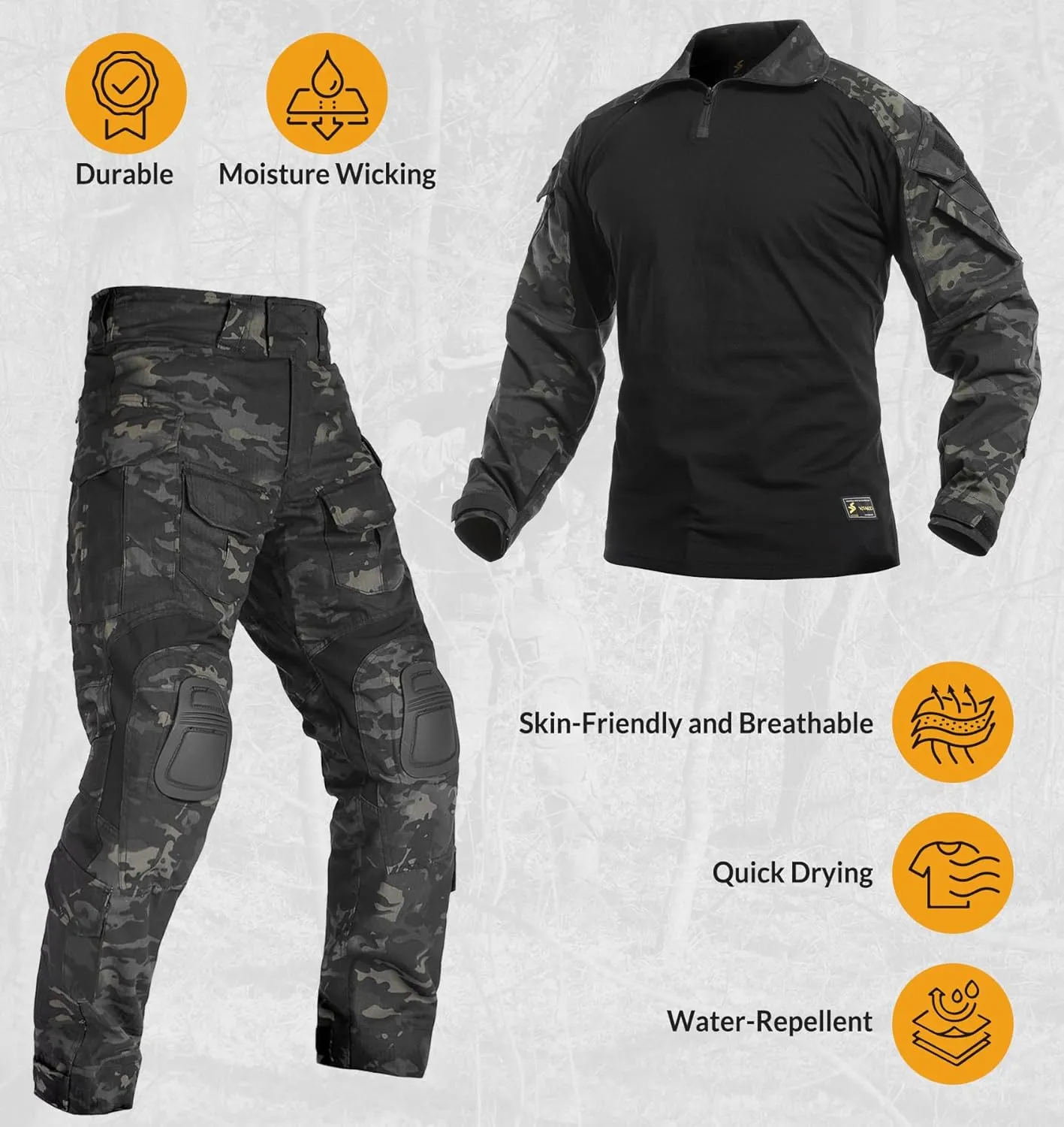 G3 Combat Uniform Set for Men Tactical Camouflage Clothing Hunting Paintball Suit with Knee & Elbow Pads
