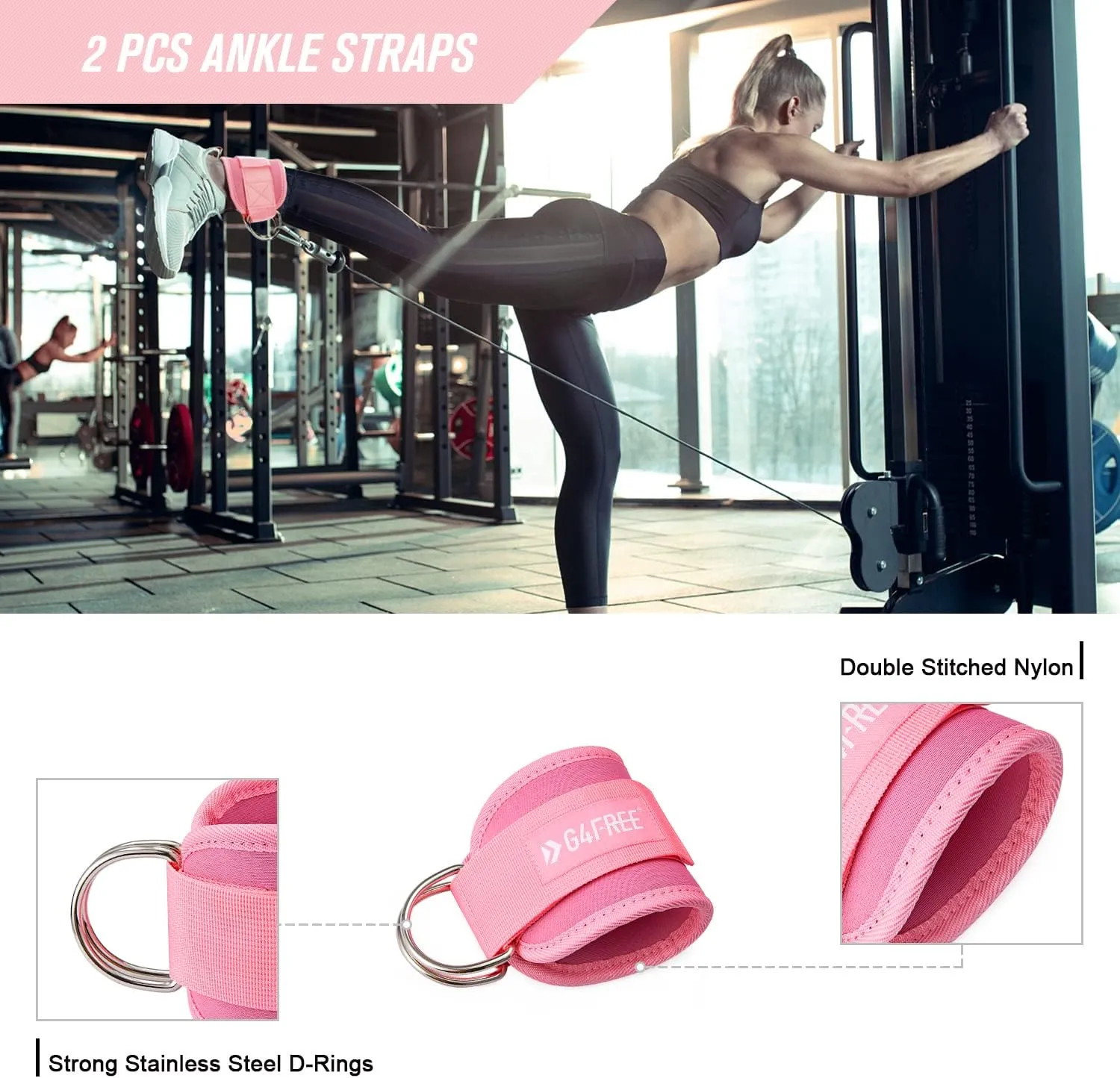 G4Free 9Pcs Barbell Pad Set for Squat, Hip Thrusts, Lunges, Leg day, Standard Olympic Bars with 2 Gym Ankle Safety Straps, 3 Hip Resistance Bands, 2 Lifting Strap, Barbell Pad, and Carry Bag