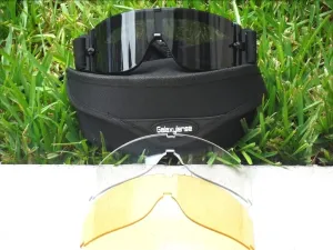GALAXYLENSE Military Windproof Airsoft Combat Sport Motorcycle Riding Hunting Wargame Paintball Goggles For Men - Impact Proof Goggles - 99% UV Protection - 3 Replacement Lens