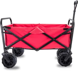 Garden Cart Foldable Pull Wagon Hand Cart Garden Transport Cart,Folding Camping Cart with Lining,4 Wheeled CollapsibTrolley,Portable Garden & DIY Waste Wagon,90KG Capacity Shoppi