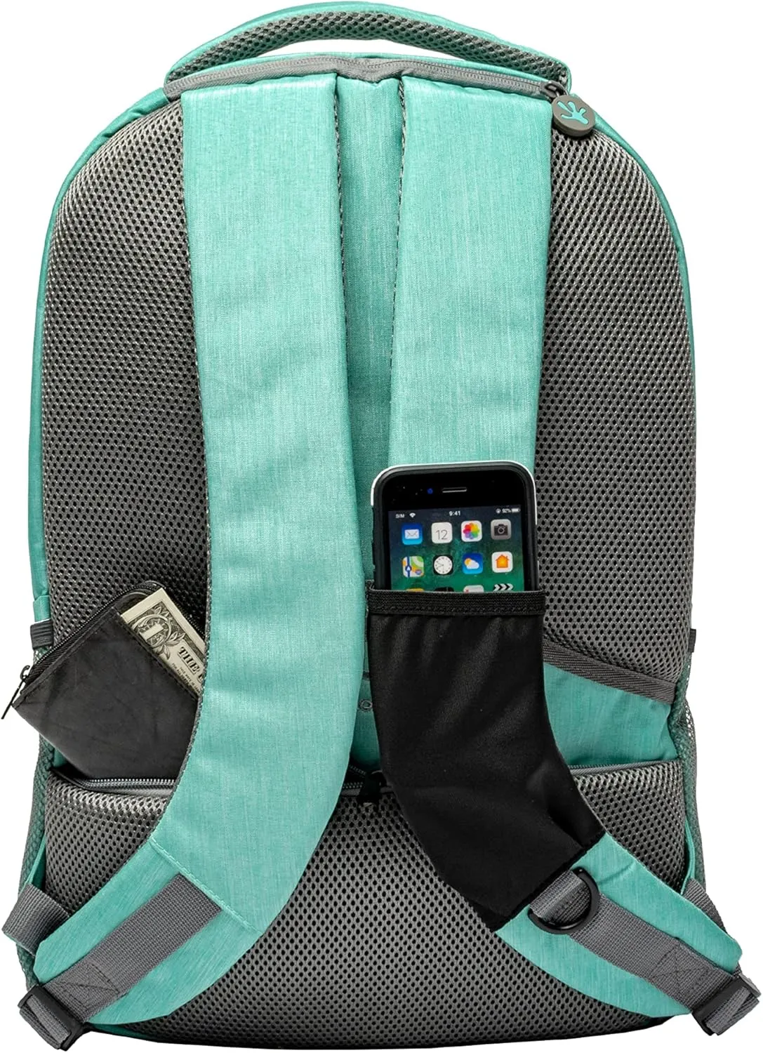 geckobrands Ambition Backpack Mint & Grey - Work, Travel, College, Laptop Bookbag for Men or Women