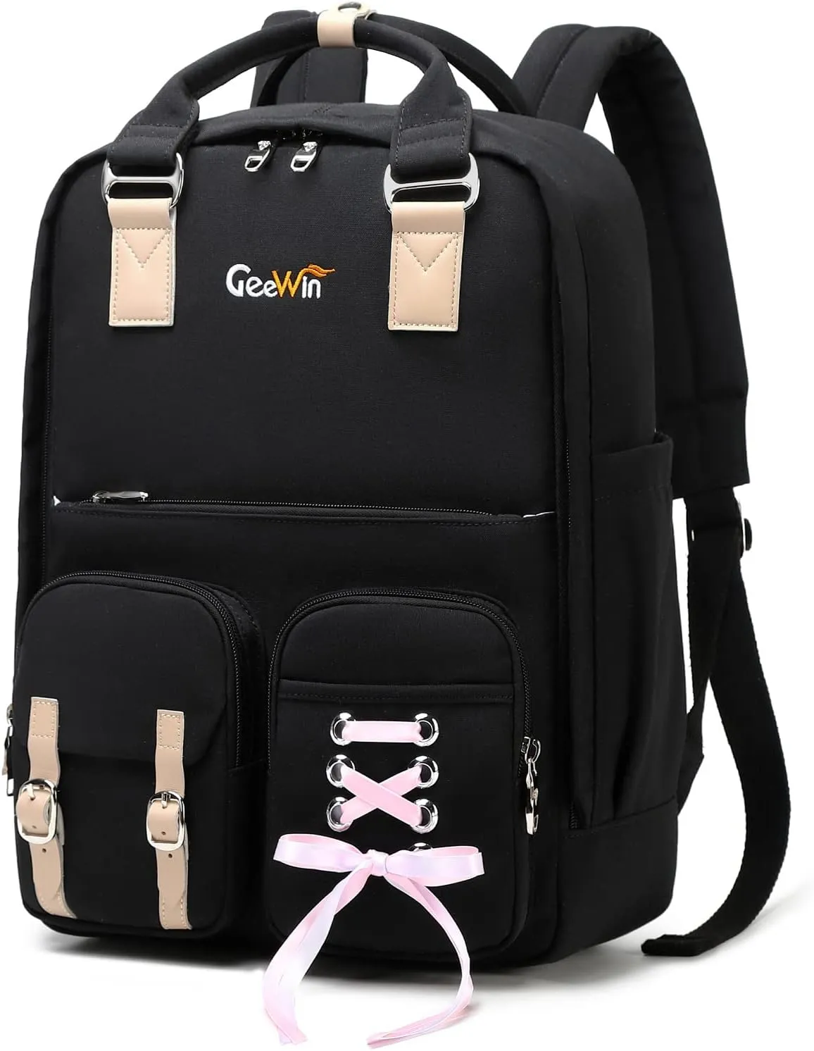 GeeWin Backpack for Girls, Waterproof Cute Kawaii Children Backpack for School, Kids Backpack Girls Backpacks Elementary Bookbags Middle School Bags Women Casual Travel Daypacks (Black)