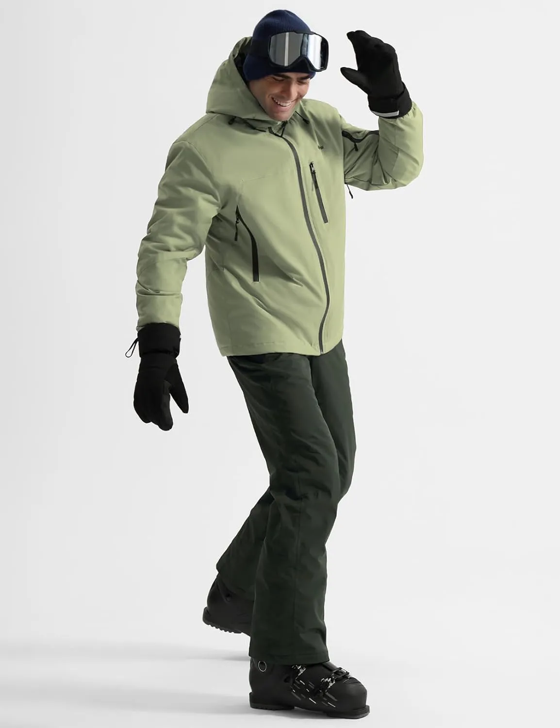 GEMYSE Men's Ski Jacket Warm Winter Snow Coat Waterproof Mountain Windbreaker Jacket for Snowboarding Hiking