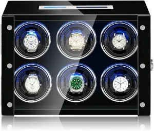 GeRRiT Watch Boxes 2/4/6/9 Watch Winder with LED Backlight, Remote Control, LCD Display, TDP Rotation Mode and Spring Loaded Adjustable Cushion Suitable for Men and Ladies Wrist Watch
