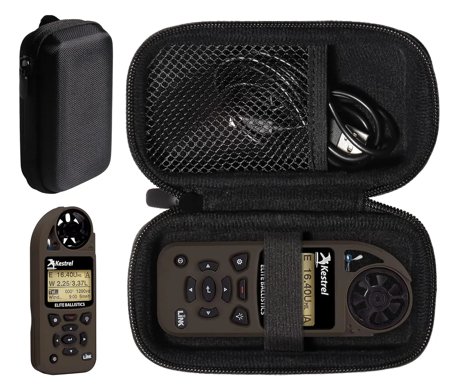 GETGEAR Weather Meter Case for Kestrel Weather Meter compatible with Kestrel Elite, 5700/ 5700X, 5200, 5100, 5500, 2700, 3500, 3000, 3550, 2500, 1000 (Black with black zip)