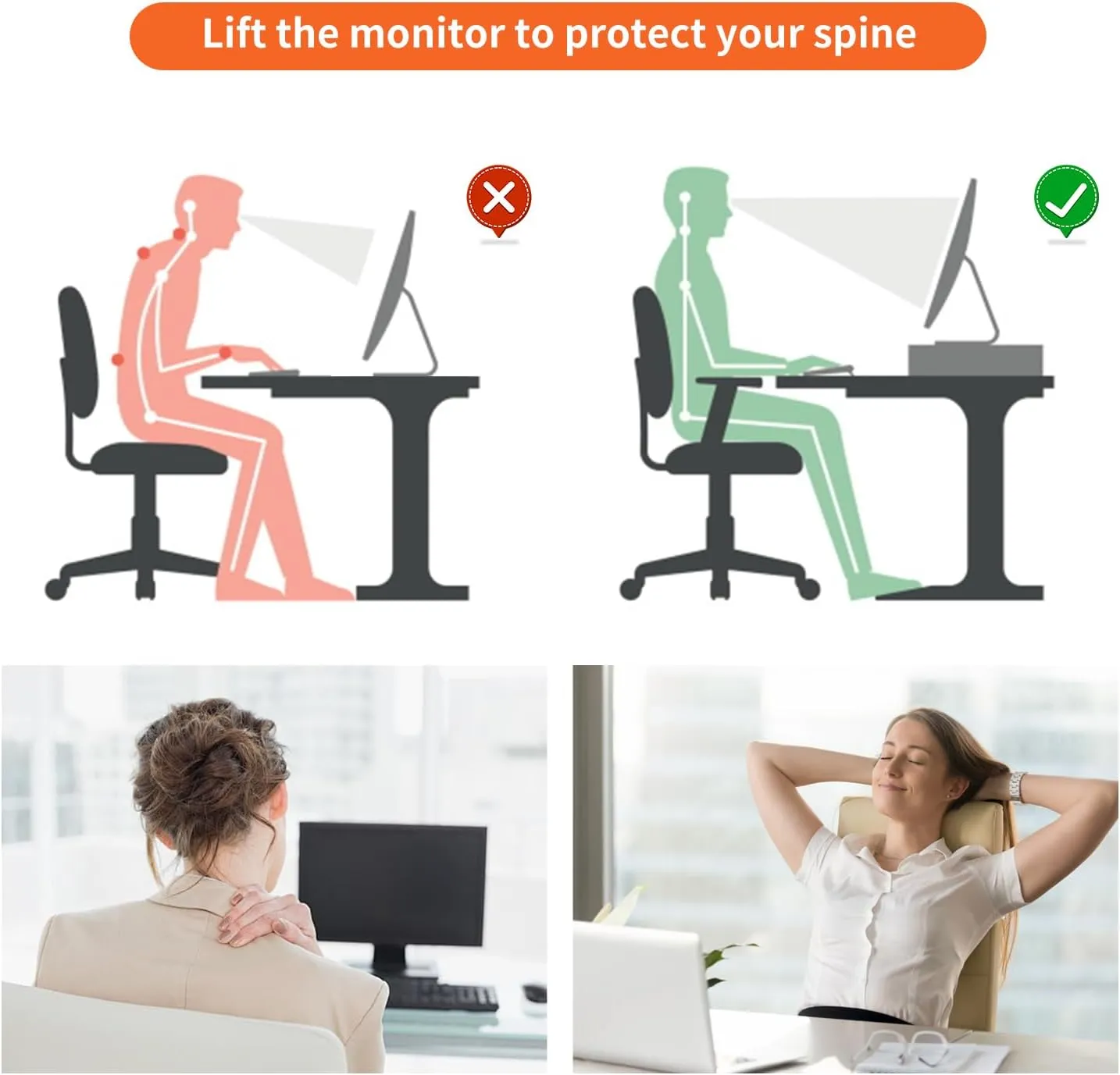 gianotter Desk Computer Monitor Stand Riser with Drawer and 2 Pen Holder, Desk Organizers for Wome,Home Office Essentials (Rose Gold)