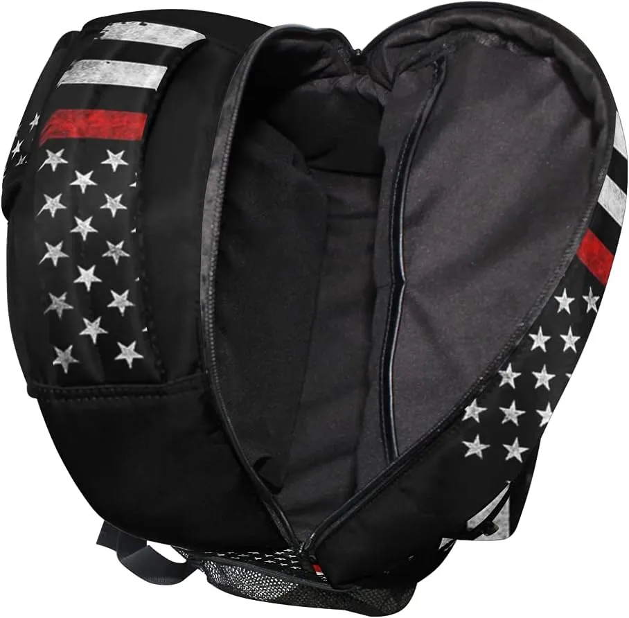 Giwawa Firefighter Flag Backpacks Travel Laptop Daypack Book Bags for Teens Men Women 16x11.4x6.9 inch
