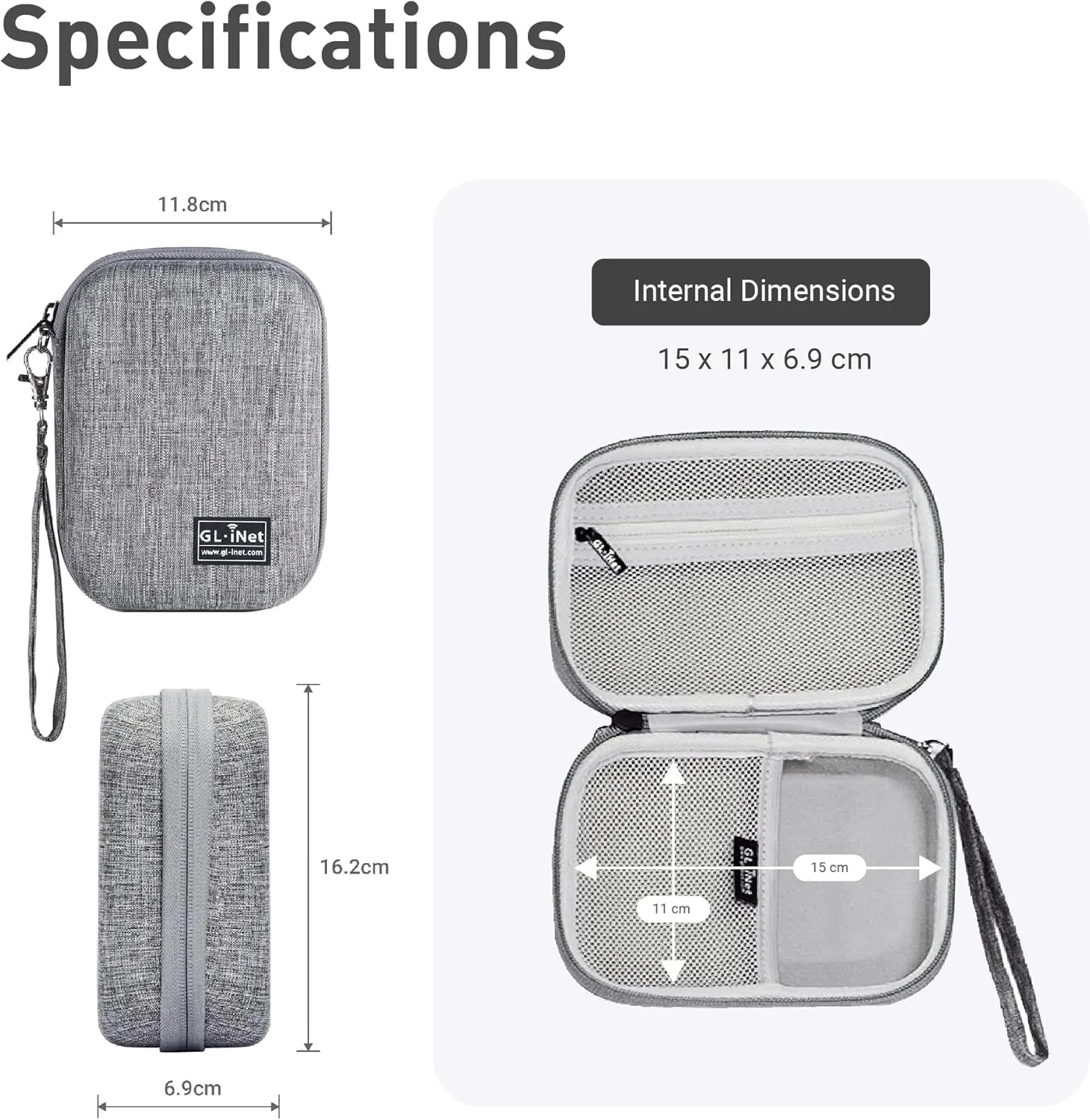 GL.iNet Gadget Organizer Case for Travel Routers GL-AXT1800/ GL-MT3000/ GL-SFT1200/ GL-E750, Chargers, Cables, and Accessories, Sturdy & Durable Pouch, Hand-carry EVA bag, Anti-shock, Water Resistant