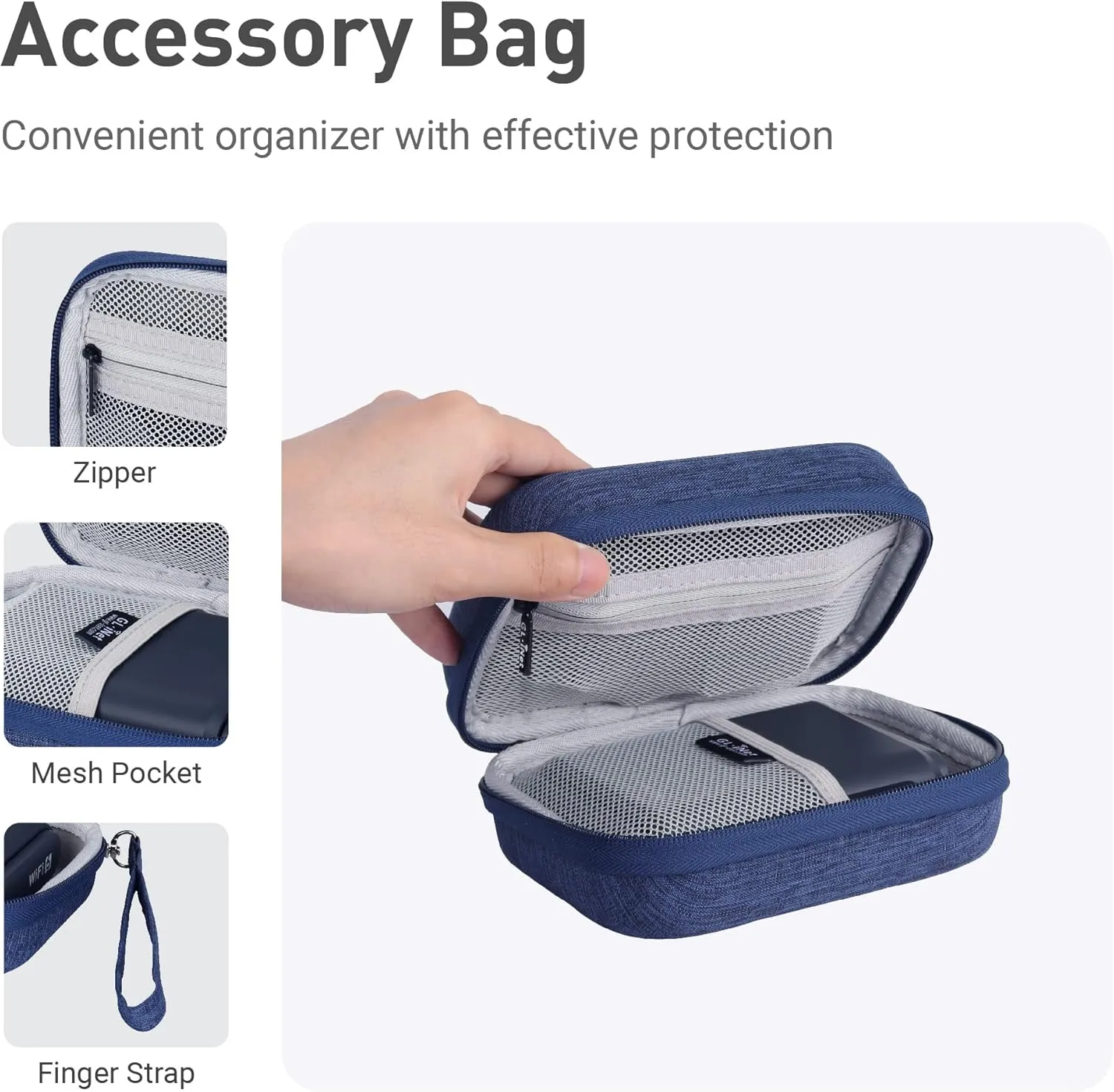 GL.iNet Gadget Organizer Case for Travel Routers GL-AXT1800/ GL-MT3000/ GL-SFT1200/ GL-E750, Chargers, Cables, and Accessories, Sturdy & Durable Pouch, Hand-carry EVA bag, Anti-shock, Water Resistant