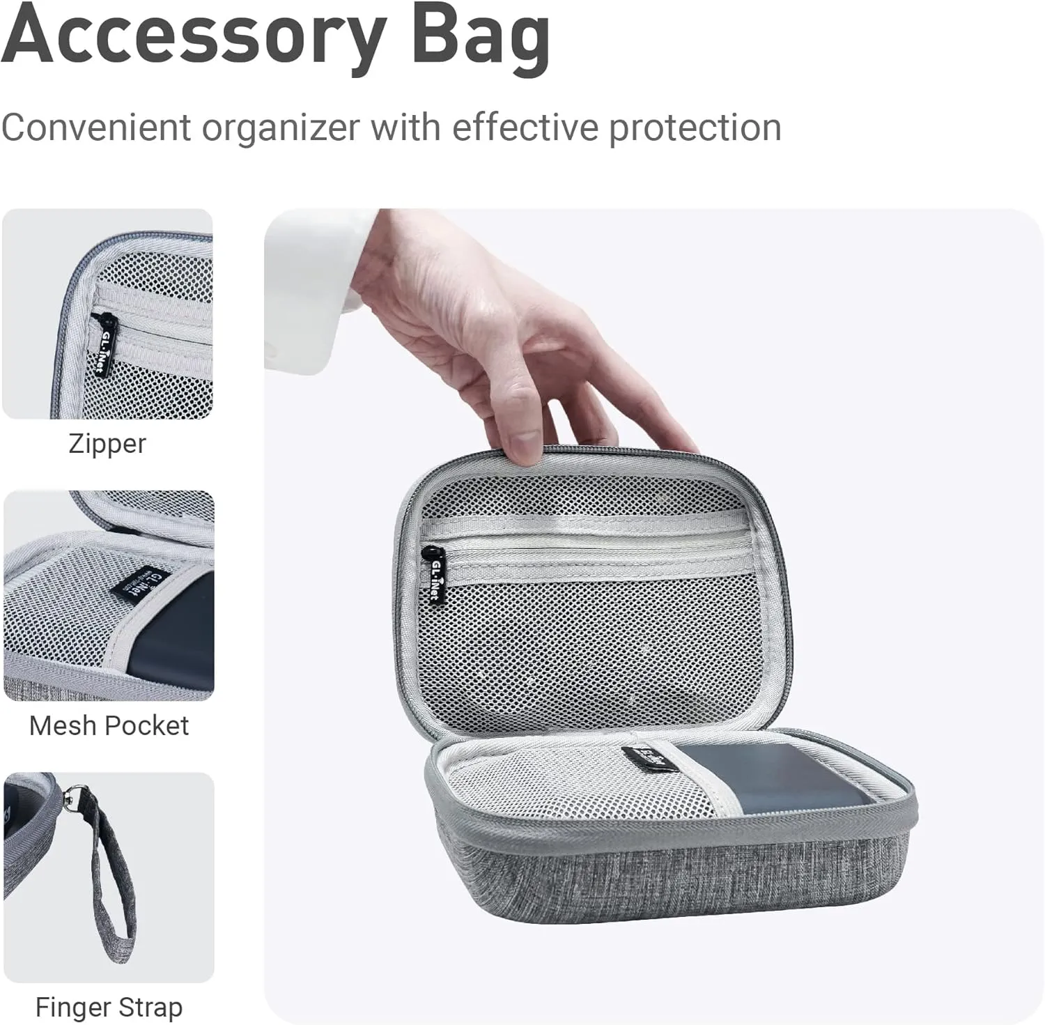 GL.iNet Gadget Organizer Case for Travel Routers GL-AXT1800/ GL-MT3000/ GL-SFT1200/ GL-E750, Chargers, Cables, and Accessories, Sturdy & Durable Pouch, Hand-carry EVA bag, Anti-shock, Water Resistant