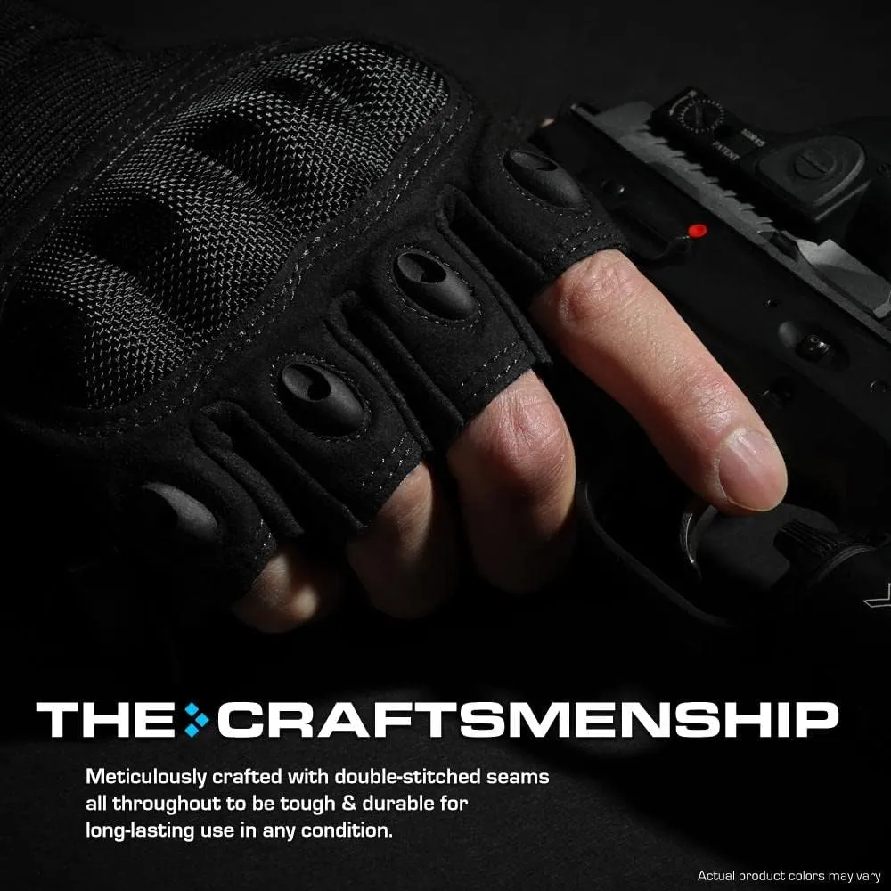 Glove Station- Fingerless Knuckle Tactical Gloves for Men - Motorcycle Gloves for Tactical Shooting, Airsoft, Hunting, Police Work and Hiking