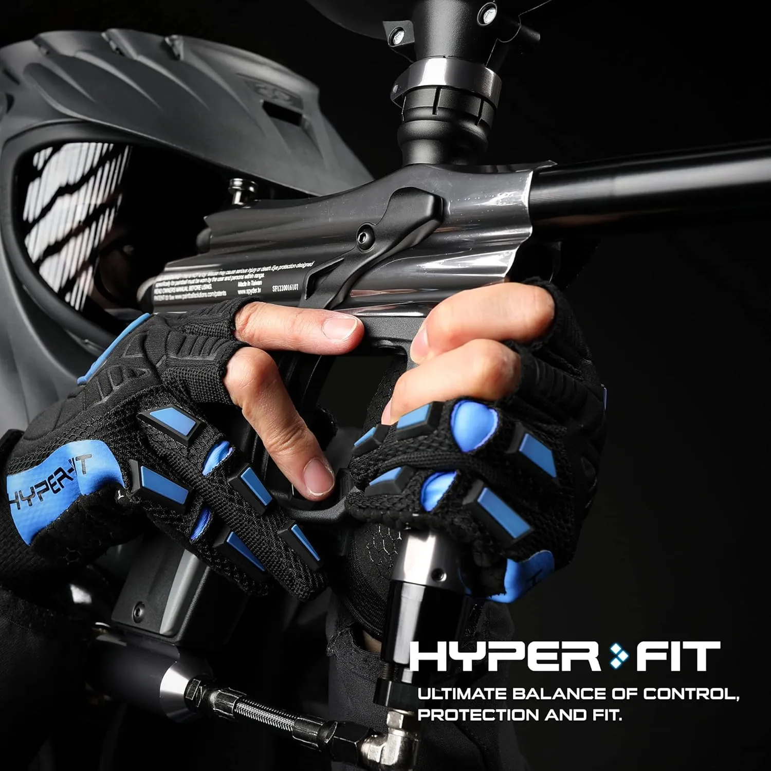 Glove Station Hyper-Fit Tactical Shooting & Work Gloves - Blue, Medium - 2 Fingerless Design Paintball & Airsoft Gear for Men with Outstanding Grip for Combat, Hunting, Shooting, & Work