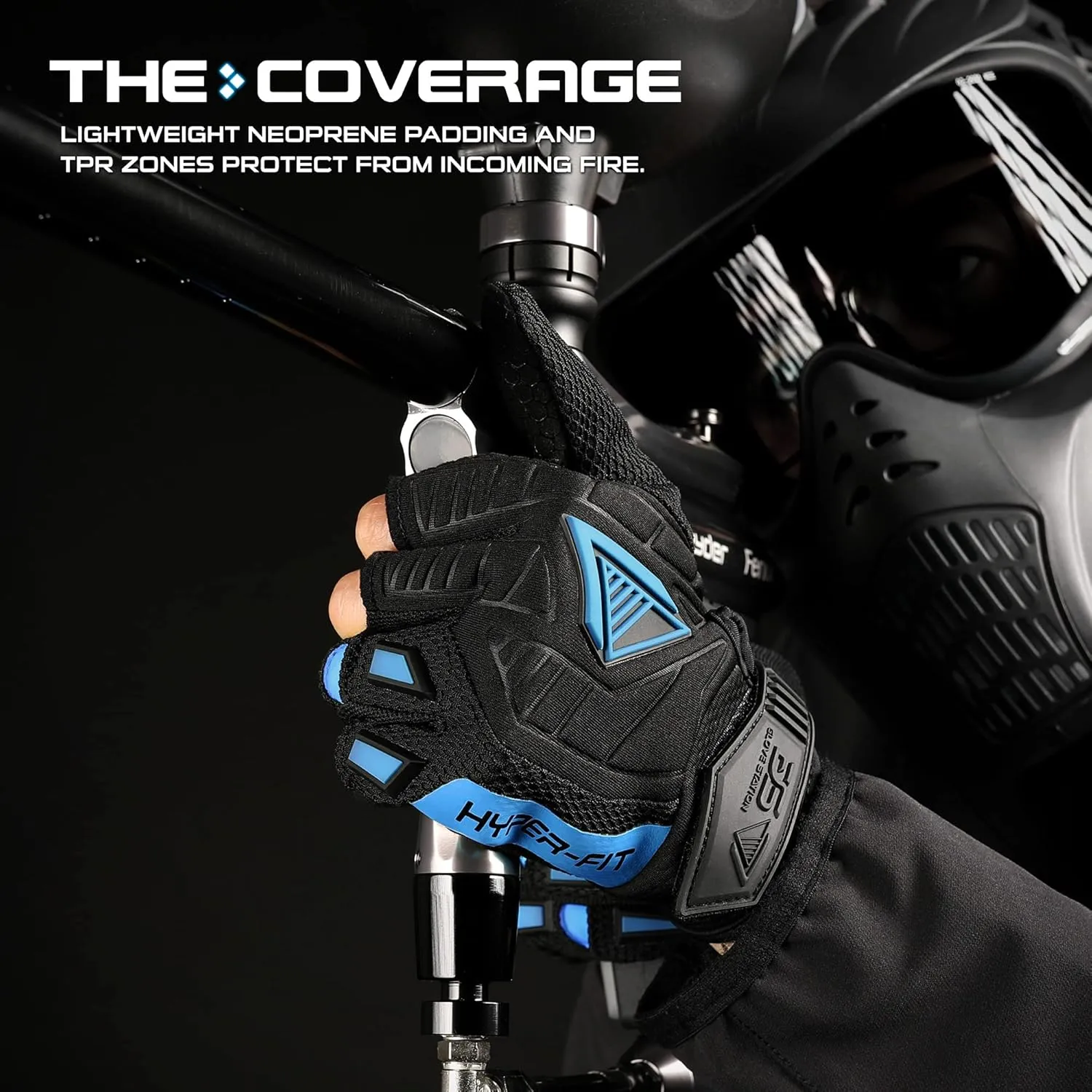 Glove Station Hyper-Fit Tactical Shooting & Work Gloves - Blue, Medium - 2 Fingerless Design Paintball & Airsoft Gear for Men with Outstanding Grip for Combat, Hunting, Shooting, & Work