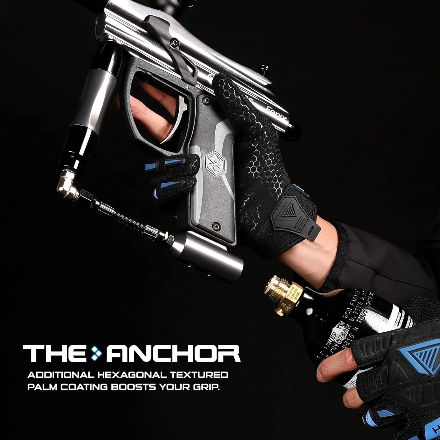 Glove Station Hyper-Fit Tactical Shooting & Work Gloves - Blue, Medium - 2 Fingerless Design Paintball & Airsoft Gear for Men with Outstanding Grip for Combat, Hunting, Shooting, & Work