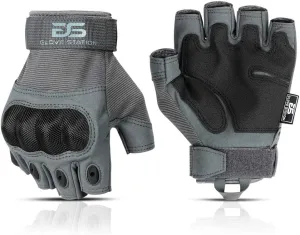 Glove Station The Combat - Fingerless Knuckle Tactical Gloves for Men - Motorcycle Gloves for Tactical Shooting, Airsoft, Hunting, Police Work and Hiking