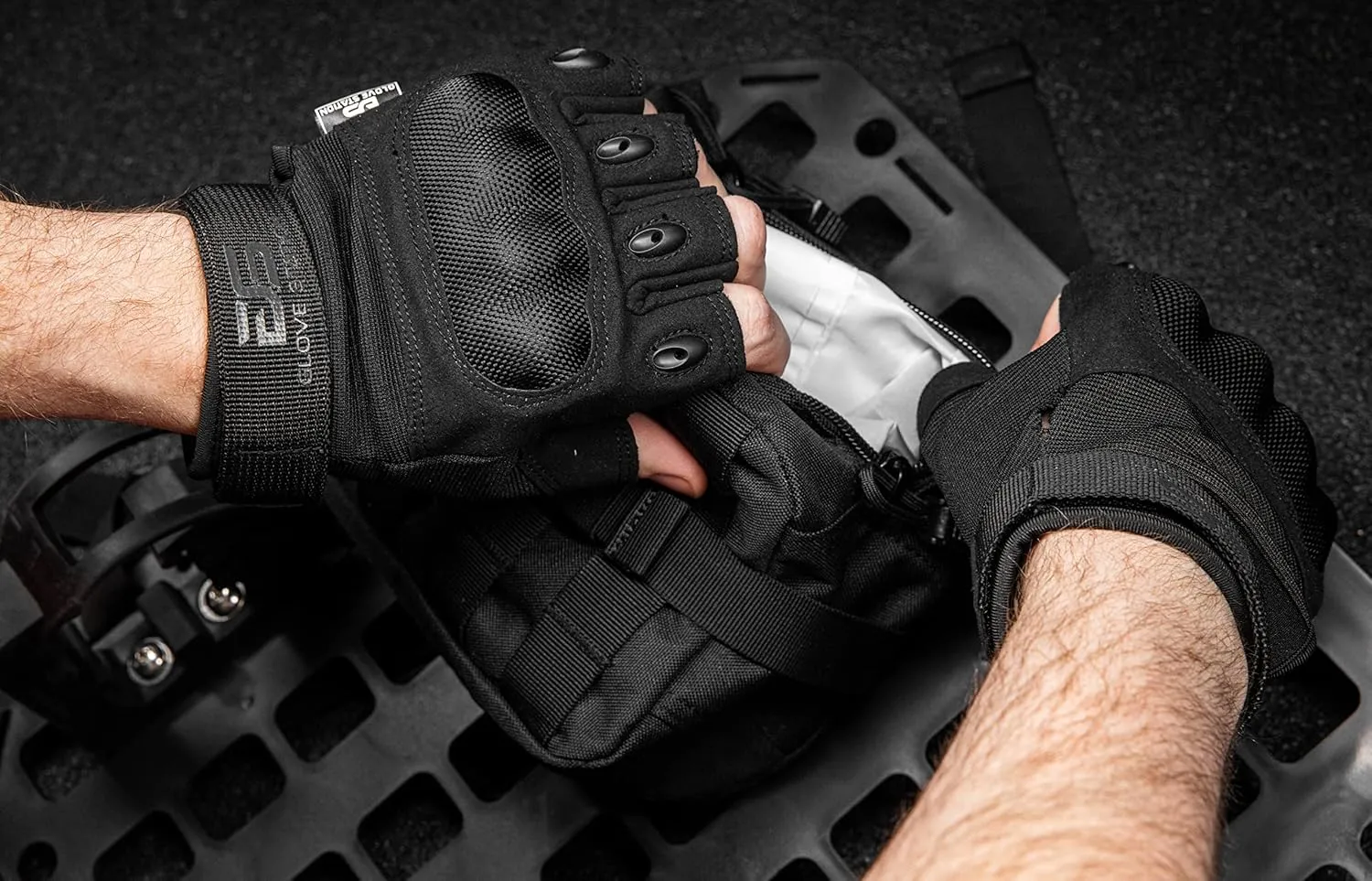 Glove Station The Combat - Fingerless Knuckle Tactical Gloves for Men - Motorcycle Gloves for Tactical Shooting, Airsoft, Hunting, Police Work and Hiking
