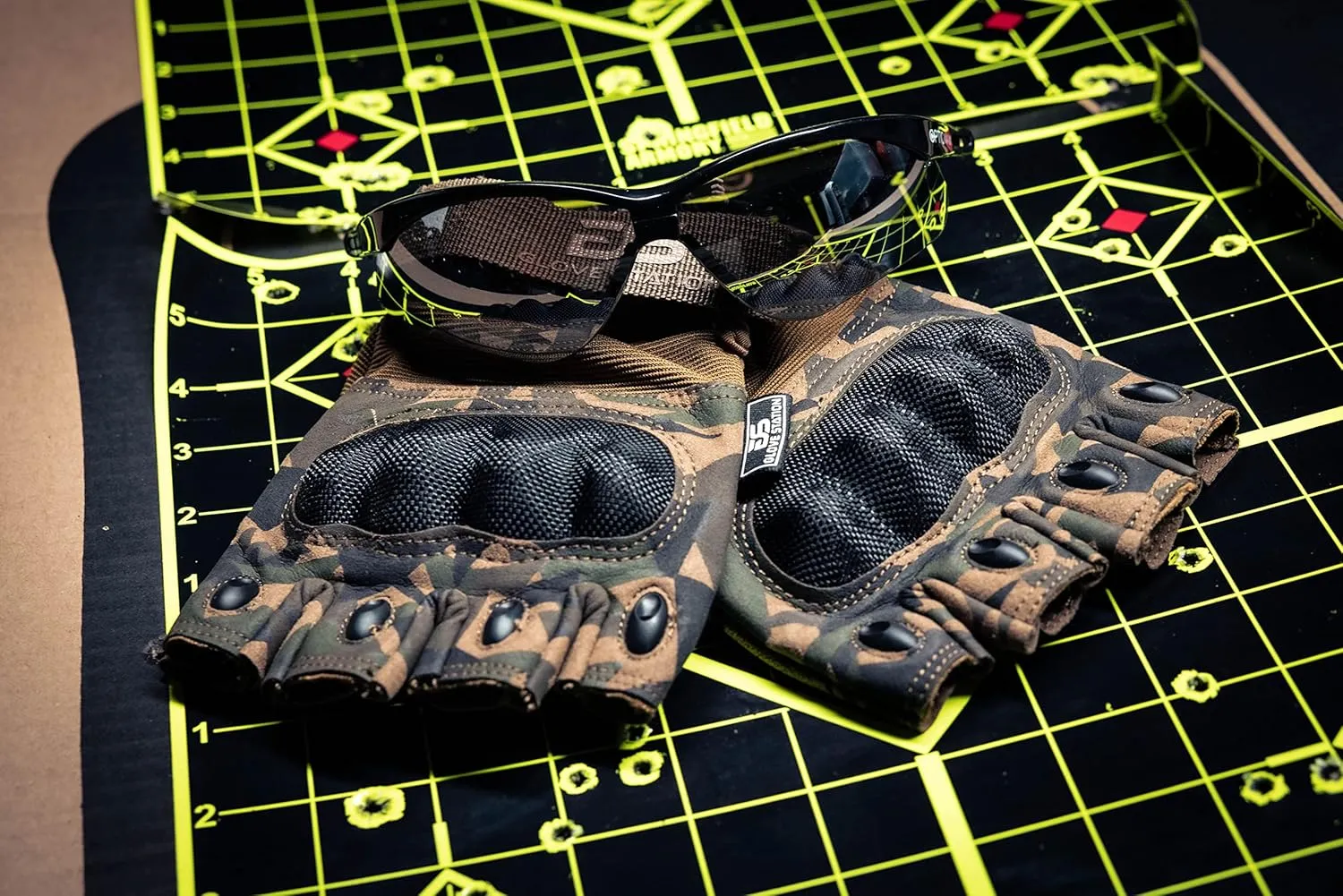 Glove Station The Combat - Fingerless Knuckle Tactical Gloves for Men - Motorcycle Gloves for Tactical Shooting, Airsoft, Hunting, Police Work and Hiking