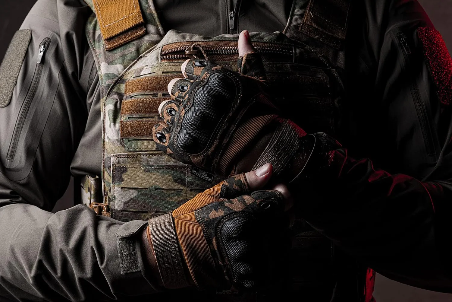Glove Station The Combat - Fingerless Knuckle Tactical Gloves for Men - Motorcycle Gloves for Tactical Shooting, Airsoft, Hunting, Police Work and Hiking