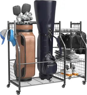 Golf Bag Storage Organizer, Freestanding Golf Bag Holder Stand, Heavy Duty Golf Storage Rack for Garage, Club