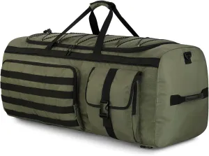 Gonex 130L Extra Large Duffel Bag for Men, Heavy Duty 3 in 1 Convertible Carry Travel Duffle, with Shoe Compartment, Tactical Loops, Sports Gear Bag for Family Trips (Army Green)