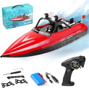 GoolRC RC Jet Boat, WLtoys WL917 16km/h High Speed Remote Control Boat, 2.4Ghz RC Jet Toys Storage Bag Led Lights Low Battery Warning Gift for Kids Adults