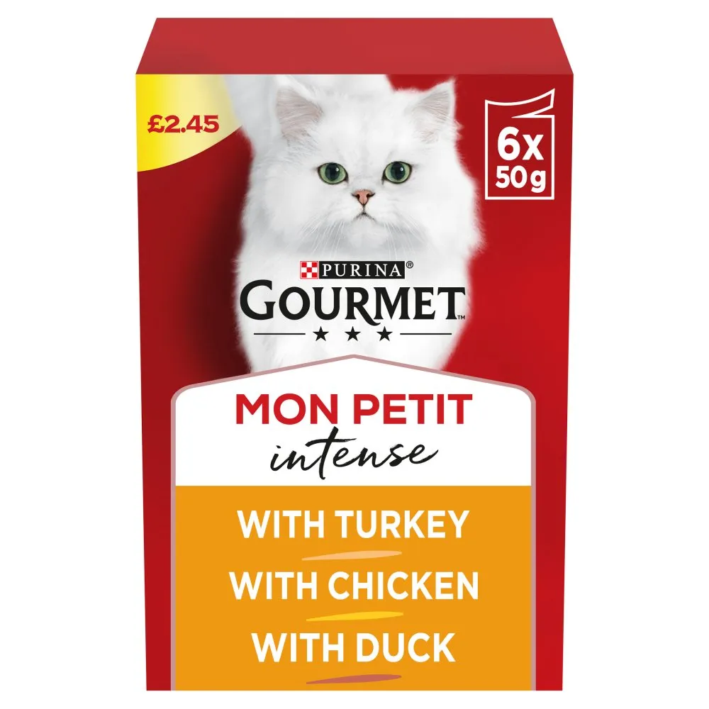 GOURMET Mon Petit Meaty Variety Duck, Chicken, Turkey Wet Cat Food 6 x 50g  (Case of 8)