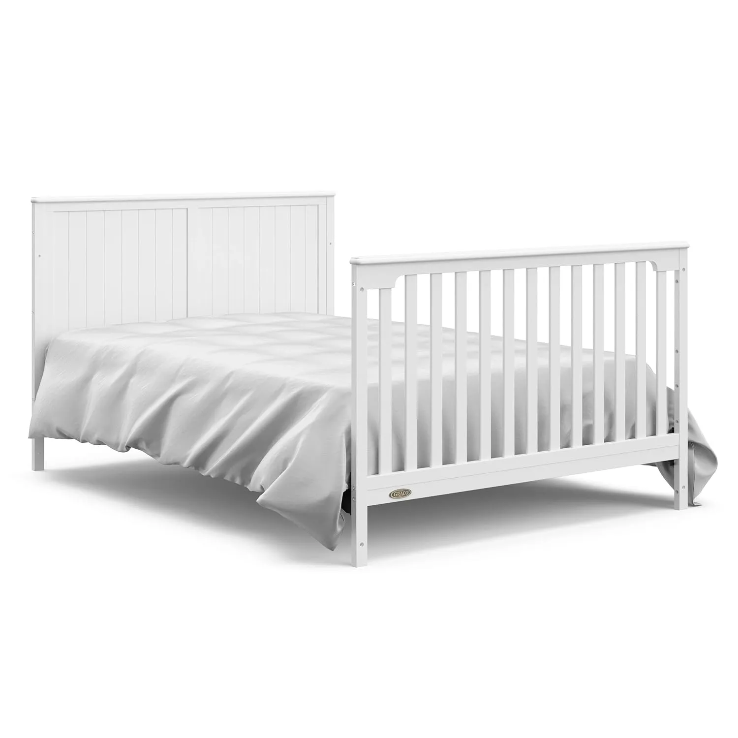 Graco Hadley 5-in-1 Convertible Crib and Changer with Drawer (White) – GREENGUARD Gold Certified, Crib and Changing -Table Combo with Drawer, Includes Baby Changing Pad, Converts to Full-Size Bed
