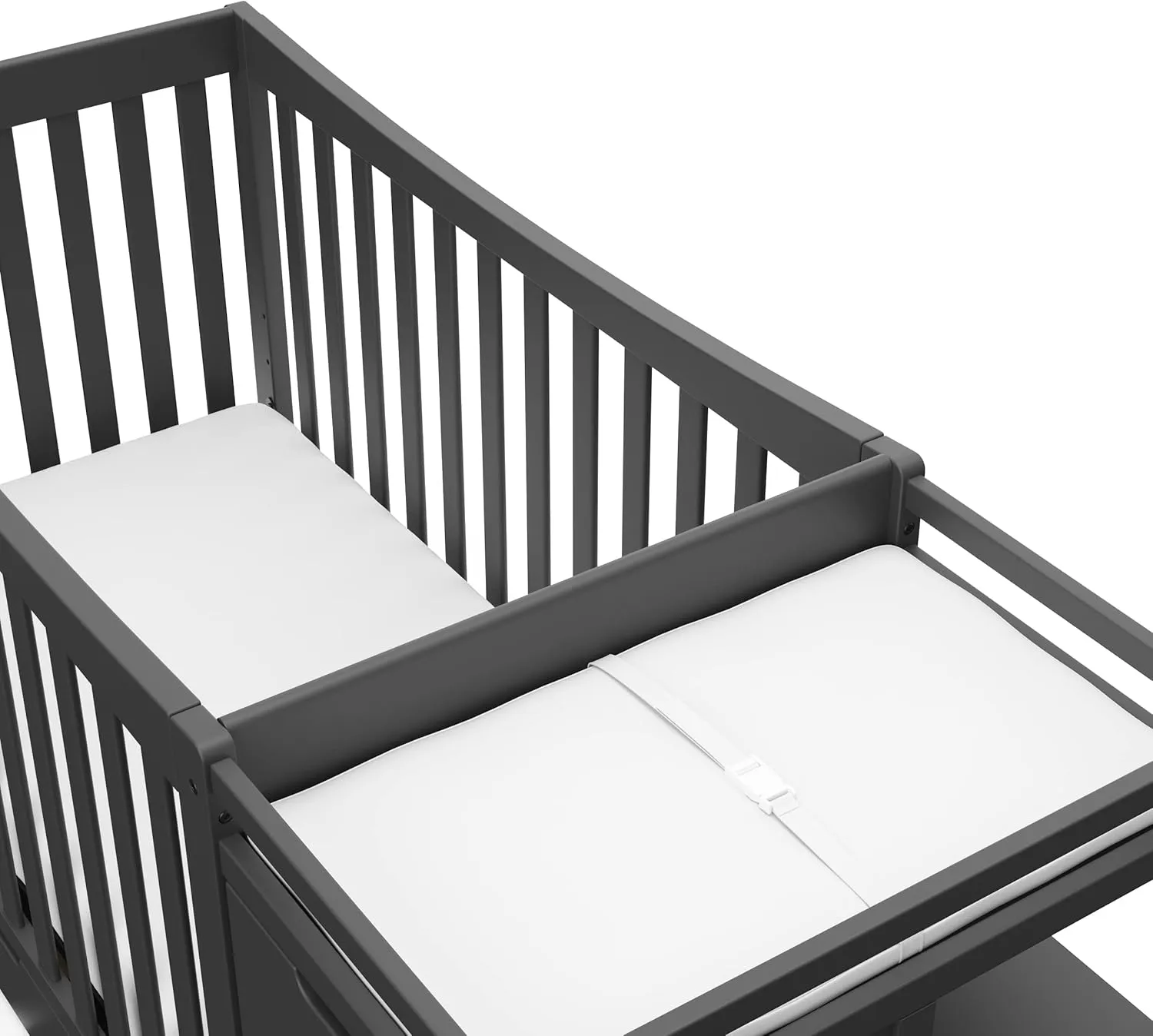 Graco Remi 4-in-1 Convertible Crib & Changer with Drawer (Gray) – GREENGUARD Gold Certified, Crib and Changing -Table Combo, Includes Changing Pad, Converts to Toddler Bed, Daybed and Full-Size Bed