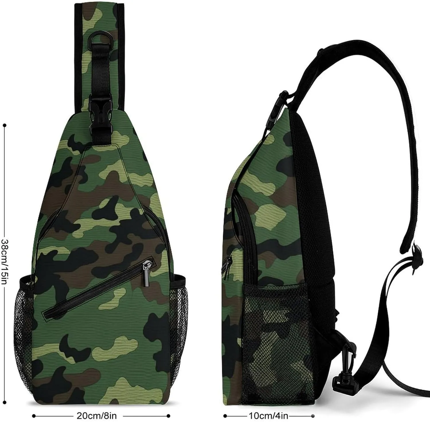 Green Military Pattern Crossbody Bag, Sling Bag, Sling Backpack, Belt Bags for Travel Outdoors Hiking