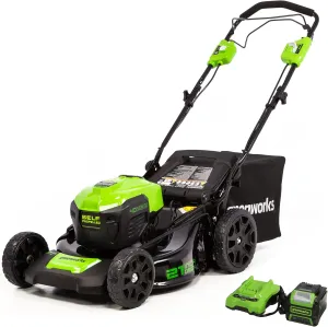 Greenworks 40V 21" Brushless Cordless (Self-Propelled) Lawn Mower (75  Compatible Tools), 5.0Ah Battery and Charger Included