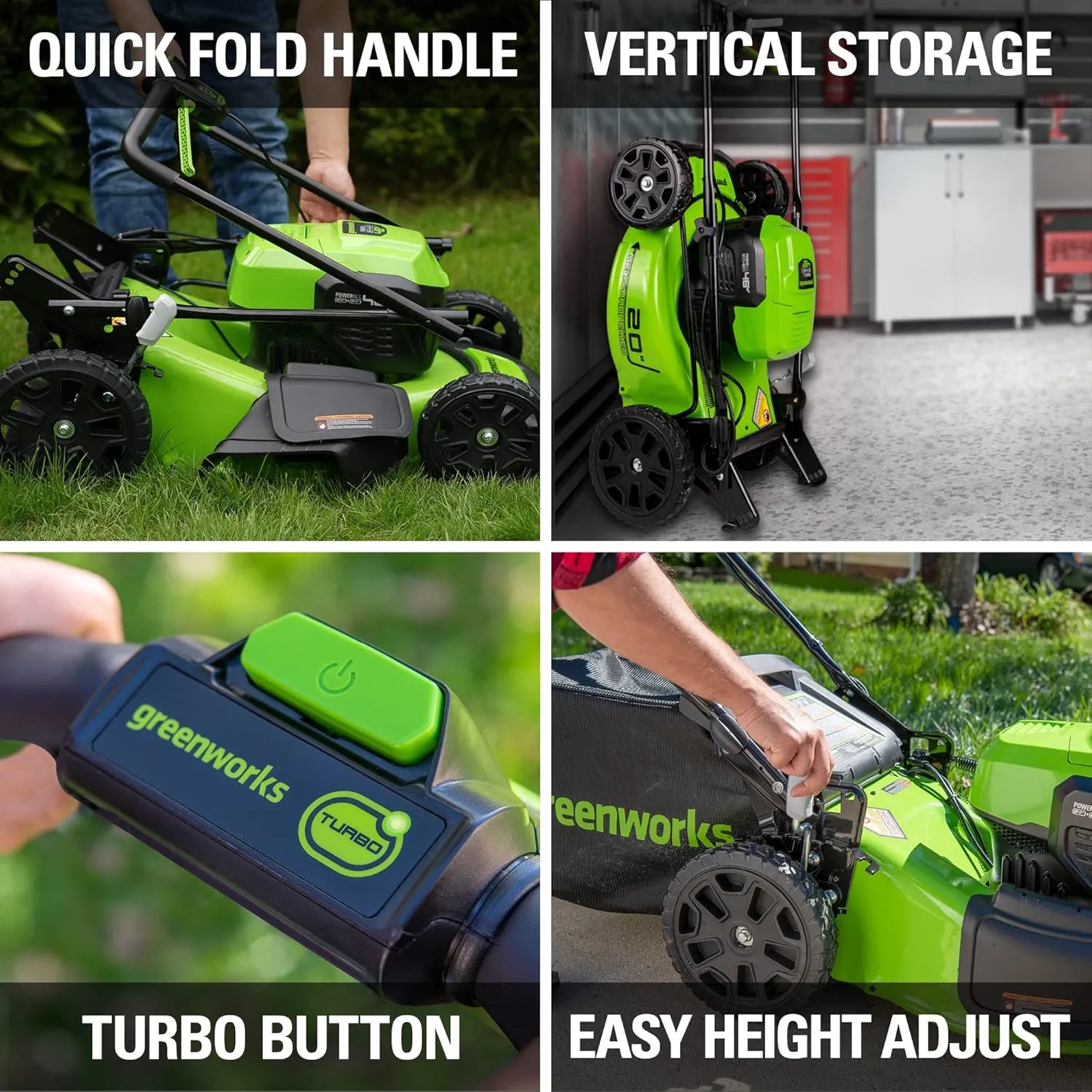 Greenworks 48V (2x24V) Electric Lawn Mower Combo Kit: 20"Steel Deck Push Mower, 12" String Trimmer, 320 CFM Blower, 3 Batteries & 2 Chargers, 3-Year Warranty.