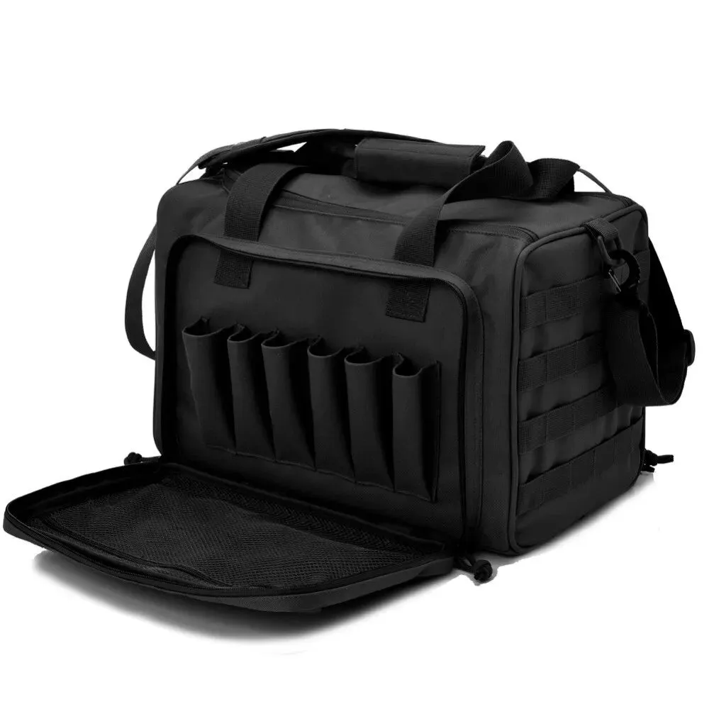 Gun Range Storage Bag Molle System Outdoor Hunting Accessory Nylon Gun Tactical Case Bags Pistol Tool Shoulder Pack Sniper Black