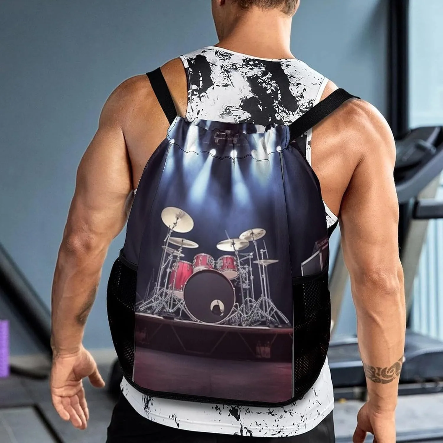 Gym Bag for Women Men Rock Concert StageTravel Duffel Bag Large Capacity Sports Drawstring Backpack