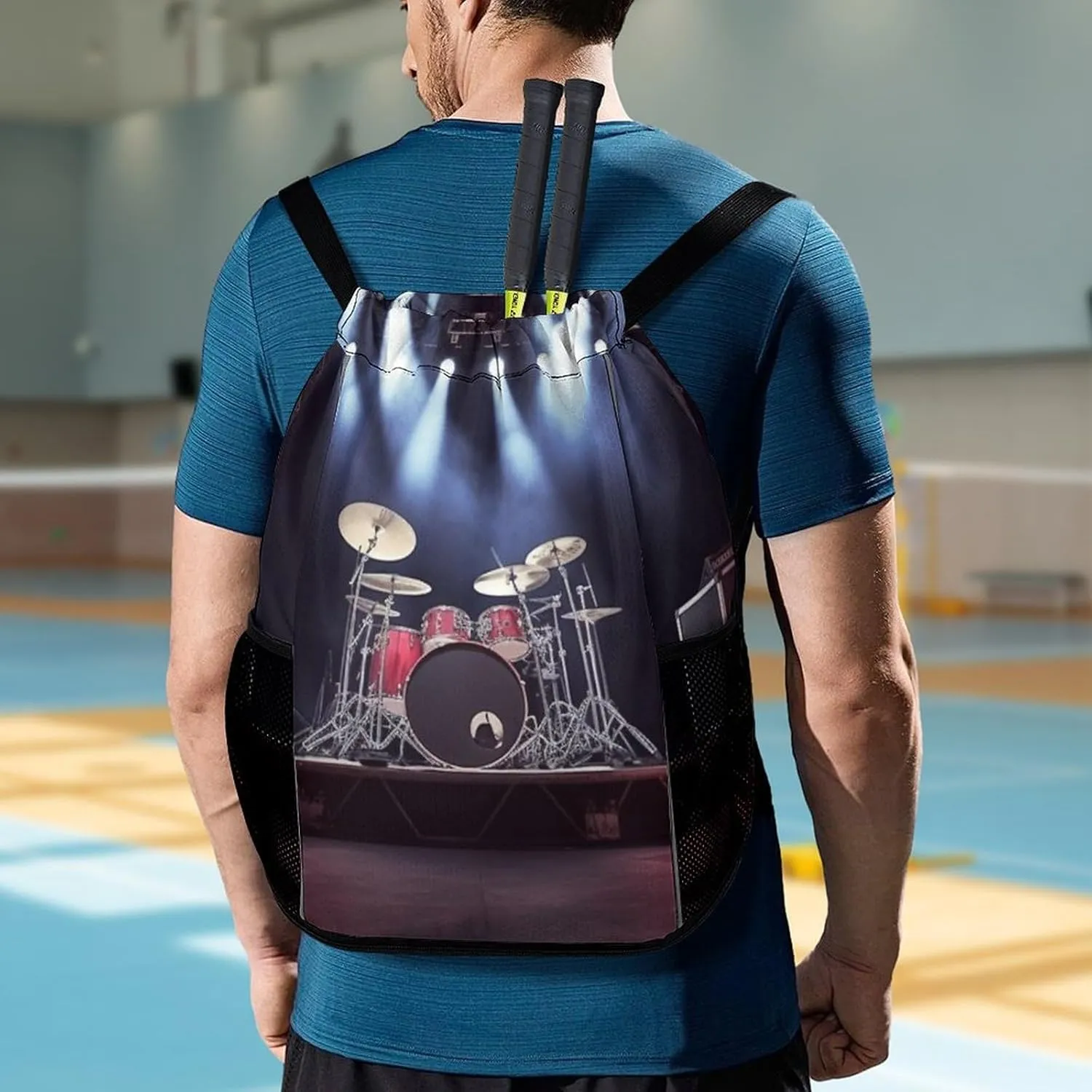 Gym Bag for Women Men Rock Concert StageTravel Duffel Bag Large Capacity Sports Drawstring Backpack