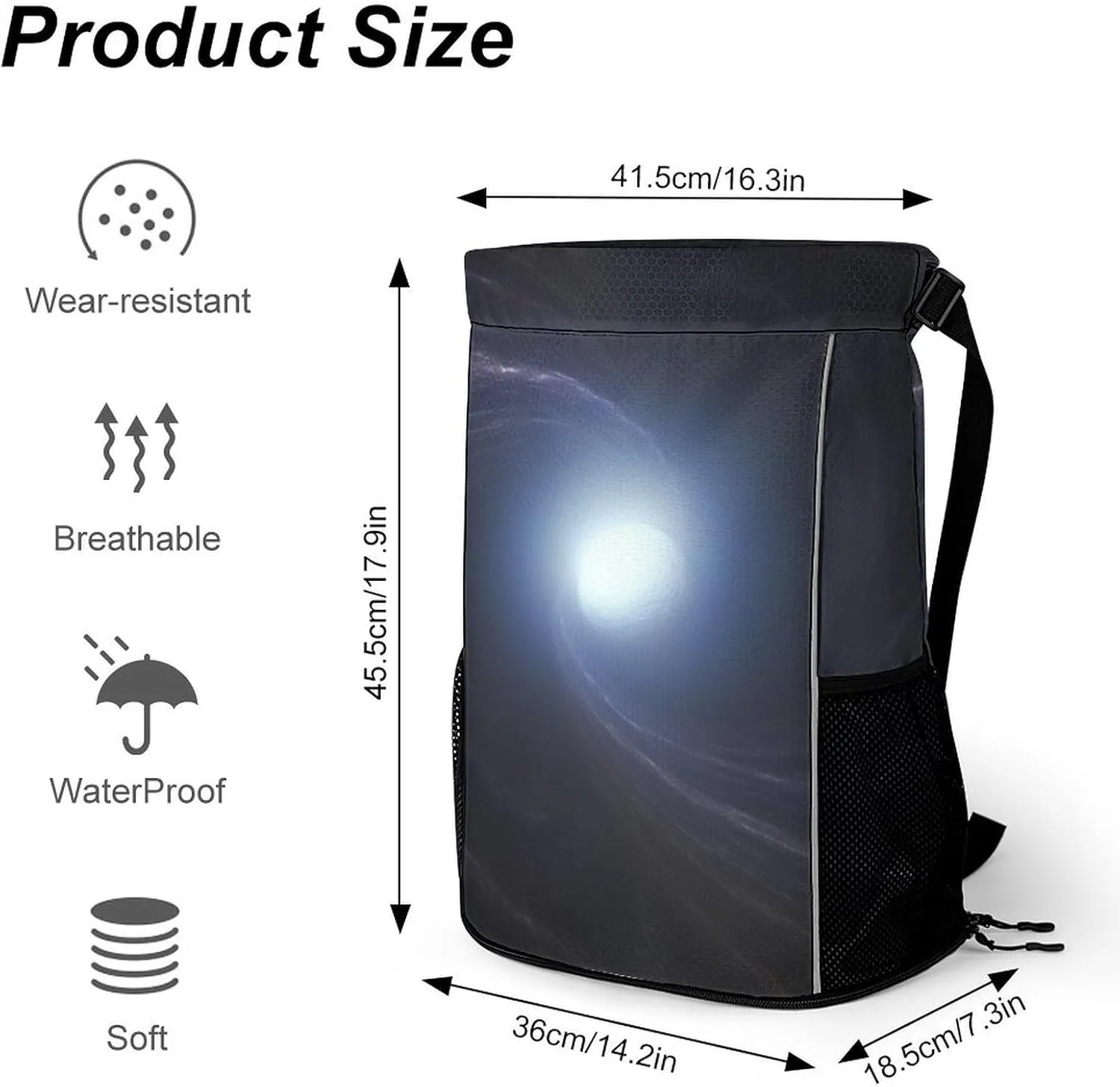 Gym Bag for Women Men SpaceVortex1Travel Duffel Bag Large Capacity Sports Drawstring Backpack, 45.5x41.5x36cm, Style-2, JJ0529240