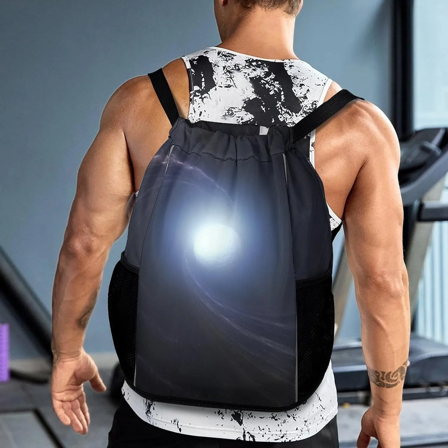 Gym Bag for Women Men SpaceVortex1Travel Duffel Bag Large Capacity Sports Drawstring Backpack, 45.5x41.5x36cm, Style-2, JJ0529240