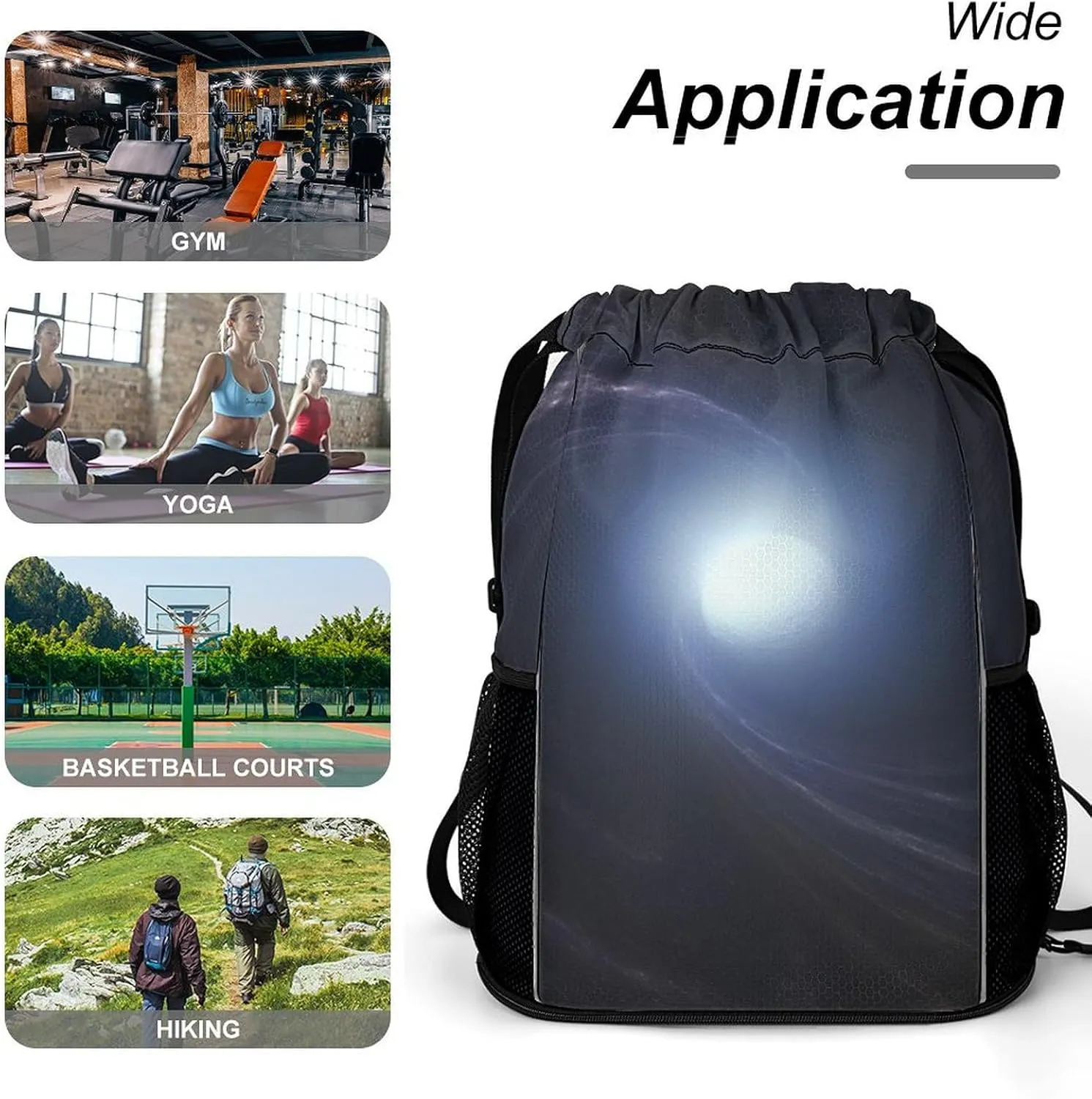 Gym Bag for Women Men SpaceVortex1Travel Duffel Bag Large Capacity Sports Drawstring Backpack, 45.5x41.5x36cm, Style-2, JJ0529240